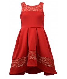 Bonnie Jean Red Hi-Low Scuba Dress